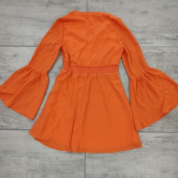 Love Riche Girls Orange Bell Sleeve Peasant Midi Dress Size Juniors Small - Picture 7 of 9
